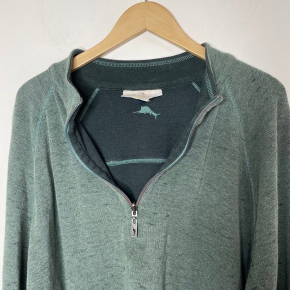 Tommy Bahama Reversible Pullover Sweater Men's 2XL Green Cotton Blend 1/4 Zip - Picture 5 of 10
